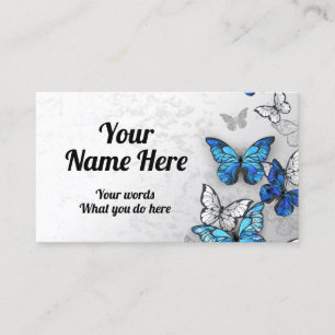 Tarjeta De Visita Morfo azul y mariposa blanca