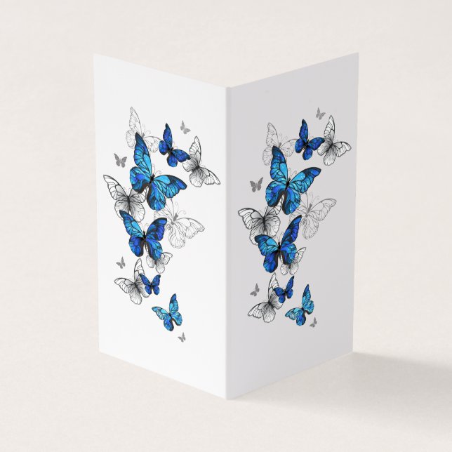 Tarjeta De Visita Morfo de las mariposas voladoras azules (Exterior)