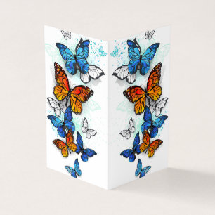Tarjeta De Visita Morfo y monarca de las mariposas voladoras