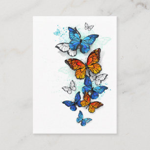 Tarjeta De Visita Morfo y monarca de las mariposas voladoras