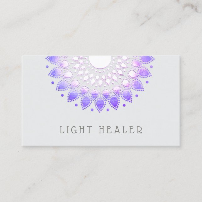 Tarjeta De Visita Morple Lotus Flower Mandala Energy Healer (Anverso)