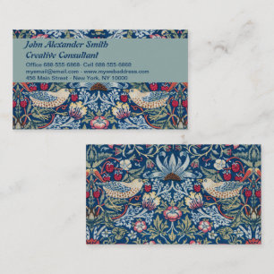 Tarjeta De Visita Morris Strawberry Thief Clásico Índigo Azul Fino