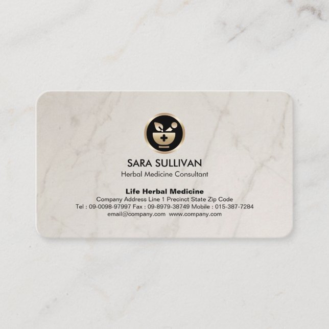 Tarjeta De Visita Mortar Pestle Medicina de origen vegetal Homeopatí (Anverso)