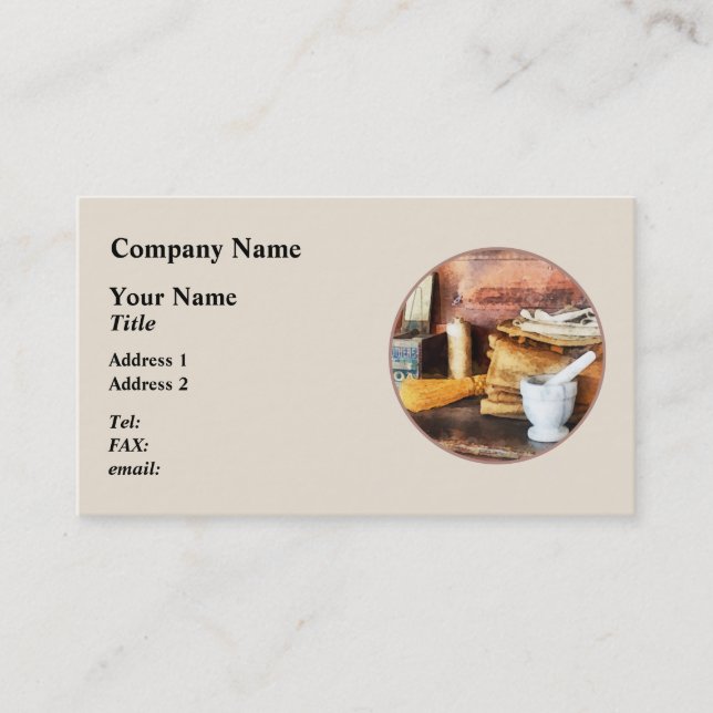 Tarjeta De Visita Mortero y estle y caja de cacao (Anverso)