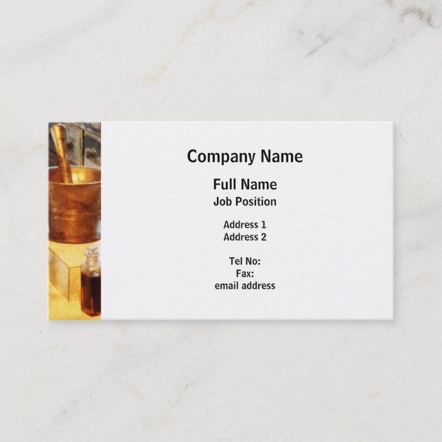 Tarjeta De Visita Mortero y maja de cobre amarillo (Anverso)