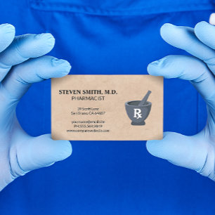 Tarjeta De Visita Mortero y Pestle   Farmacéutico   Símbolo Rx