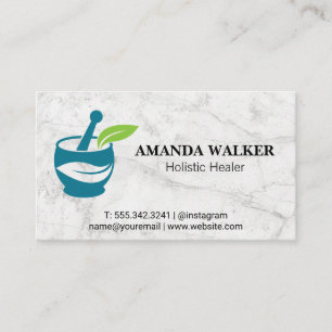 Tarjeta De Visita Mortero y Pestle   Logo de Medicina Holística