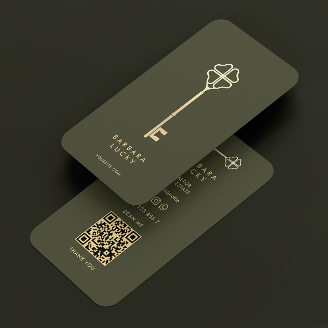 Tarjeta De Visita Mortgage Broker Army Green Gold Key Moderno (Mortgage Broker Army Green Gold Key Modern Business Card
)