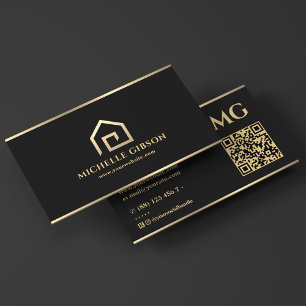 Tarjeta De Visita Mortgage Broker Minimal House Realtor Black