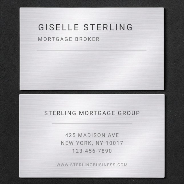 Tarjeta De Visita Mortgage Broker Silver Metallic Professional (Subido por el creador)