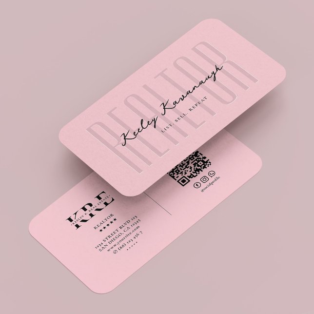 Tarjeta De Visita Mortgage moderno Realtor Monograma Pastel rosa (Modern Realtor Mortgage Monogram Pastel Pink Business Card
)