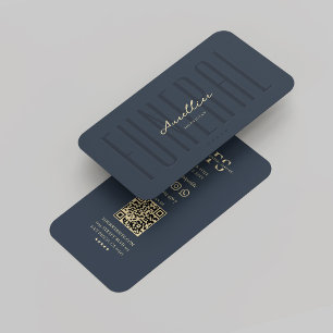 Tarjeta De Visita Morticiano Funeral Monograma Oscuro Azul Azul Mode