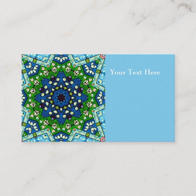 Tarjeta De Visita Mosaic Blue Green Hippie Boho Mandala (Anverso)