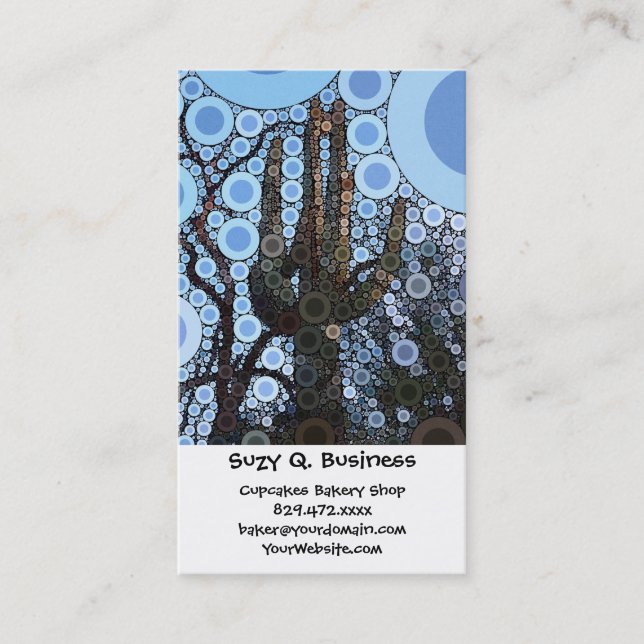 Tarjeta De Visita Mosaico Círculo Concéntrico de Arizona Saguaro (Anverso)