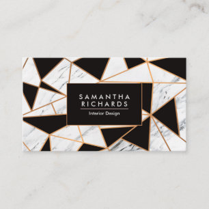 Tarjeta De Visita Mosaico de abstrato de blanco negro y dorado