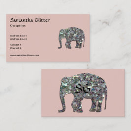 Tarjeta De Visita Mosaico espárricamente plateado Elefante Monograma