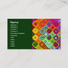 Tarjeta De Visita Mosaico Verde Rojo Arte Fractal Fino