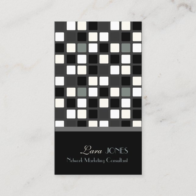 Tarjeta De Visita Mosaicos Baldosas negro + blanco monocromo (Anverso)