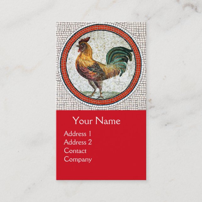 TARJETA DE VISITA MOSAICOS ROMANOS ANTIGUOS / MONOGRAMA DE ROOSTER,  (Anverso)