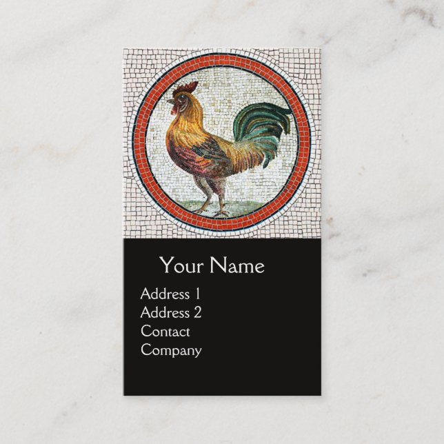 TARJETA DE VISITA MOSAICOS ROMANOS ANTIGUOS / MONOGRAMA DE ROOSTER (Anverso)