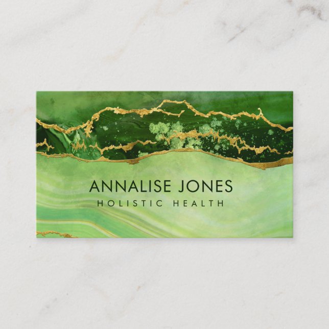Tarjeta De Visita Moss Malachite Waves Business Card (Anverso)
