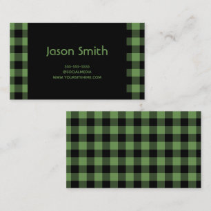 Tarjeta De Visita Moss Verde y Buffalo Plaid Negro