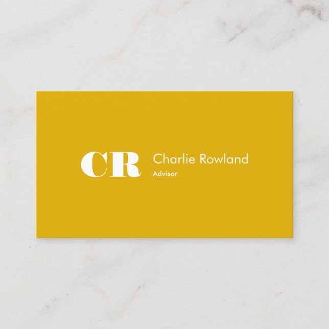 Tarjeta De Visita Mostaza amarilla moderna de moda mínima monograma (Anverso)