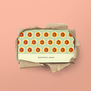 Tarjeta De Visita Mostaza Amarilla Verde Floral Pequeña Flor Retro