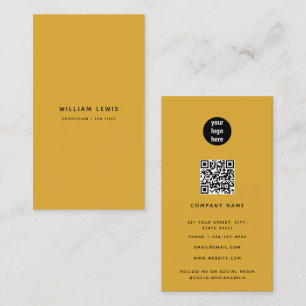 Tarjeta De Visita Mostaza Amarillo moderno Código QR Medios sociales