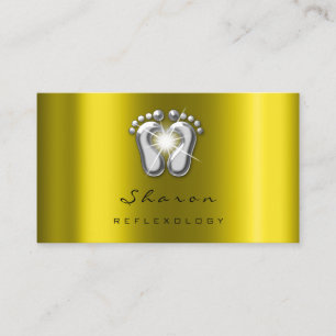 Tarjeta De Visita Mostaza de la plata de la terapia del Reflexology