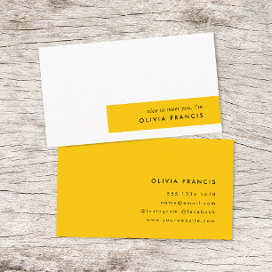 Tarjeta De Visita Mostaza negrita de moda Amarillo Mínimo Simple