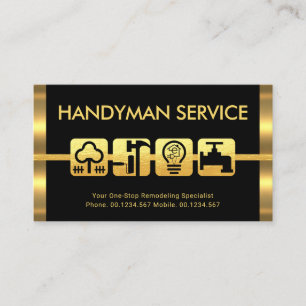 Tarjeta De Visita Motif. de herramientas de mano de bandas de oro re