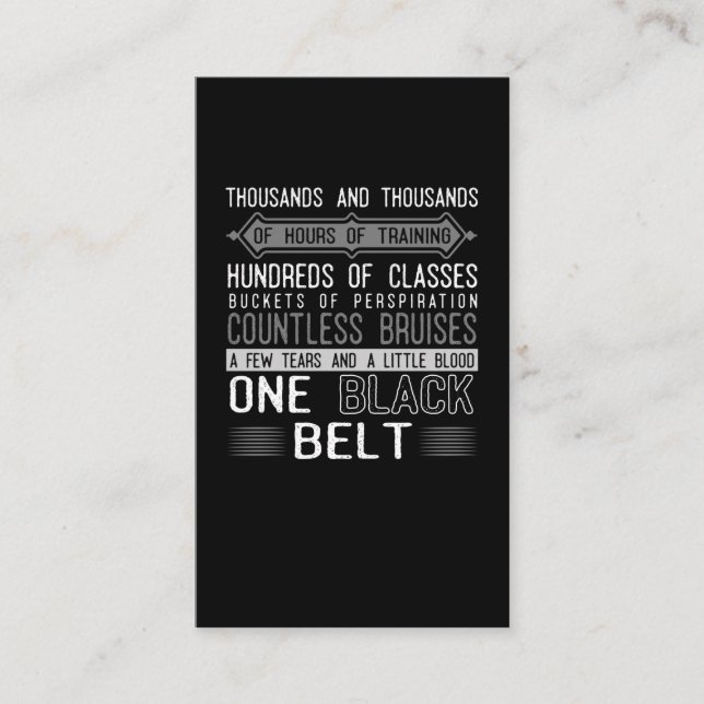 Tarjeta De Visita Motivación de Black Belt Karate Taekwondo Jiu Jits (Anverso)