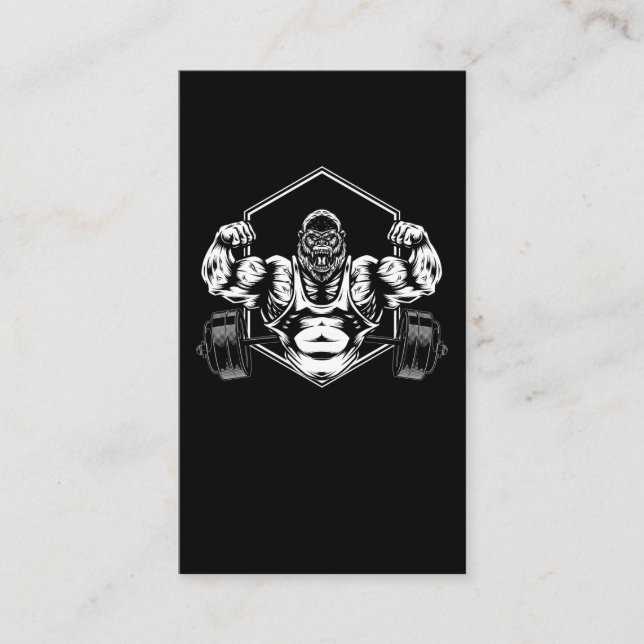 Tarjeta De Visita Motivación de levantamiento de pesas de gorilas (Anverso)