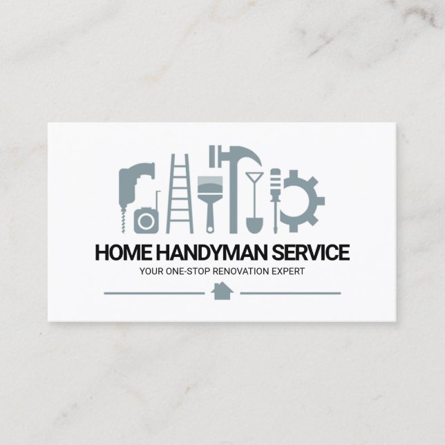 Tarjeta De Visita Motivo de herramientas de mano de construcción ret (Anverso)