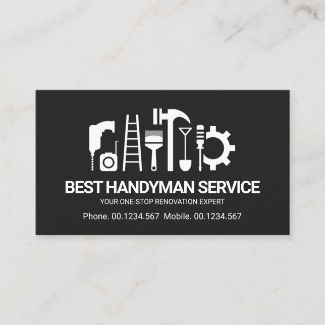 Tarjeta De Visita Motivo de herramientas retro creativas de Handyman (Anverso)