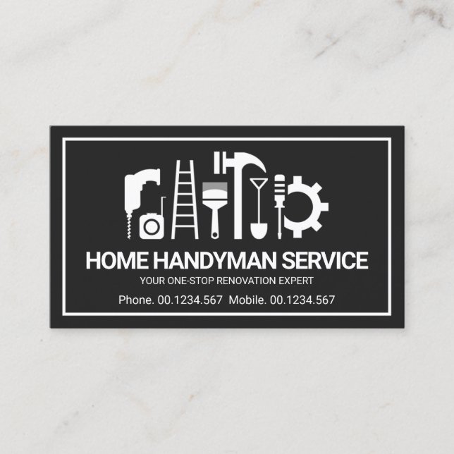 Tarjeta De Visita Motivo de herramientas retro Handyman, trabajos ex (Anverso)