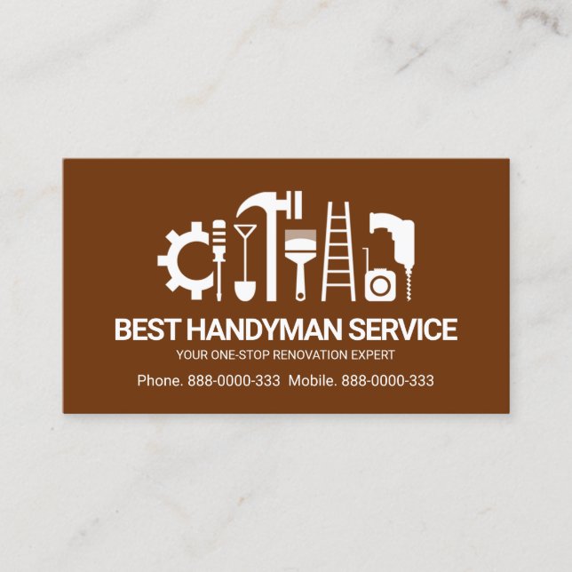 Tarjeta De Visita Motivo de herramientas retro Handyman, trabajos ex (Anverso)