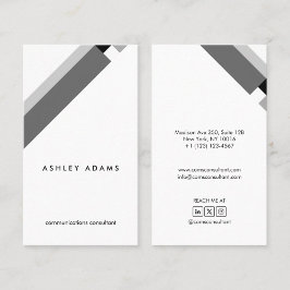 Tarjeta De Visita motivo geométrico minimalista moderno blanco gris
