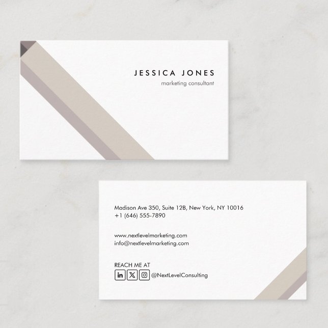 Tarjeta De Visita motivo geométrico minimalista moderno marrón (Subido por el creador)