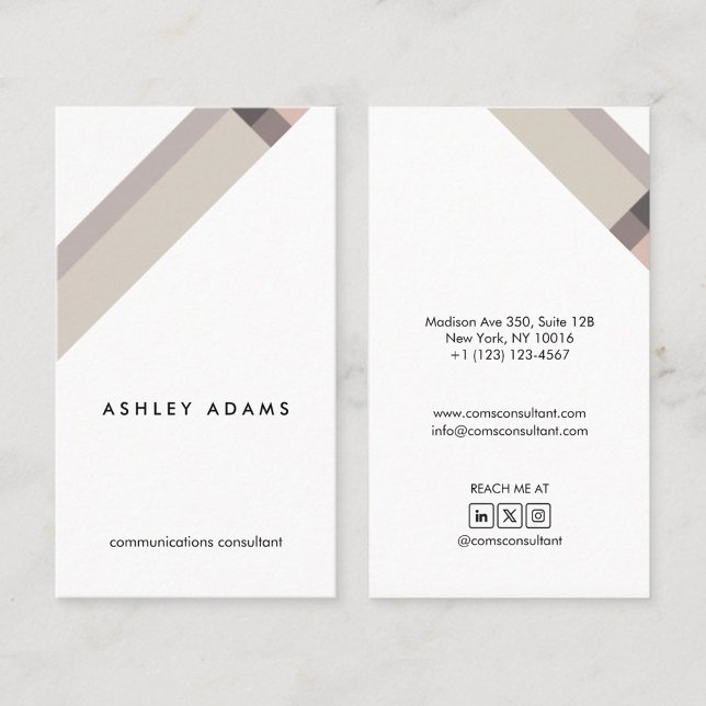 Tarjeta De Visita motivo geométrico minimalista moderno marrón (Subido por el creador)