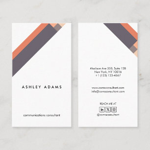 Tarjeta De Visita motivo geométrico minimalista moderno naranja lila