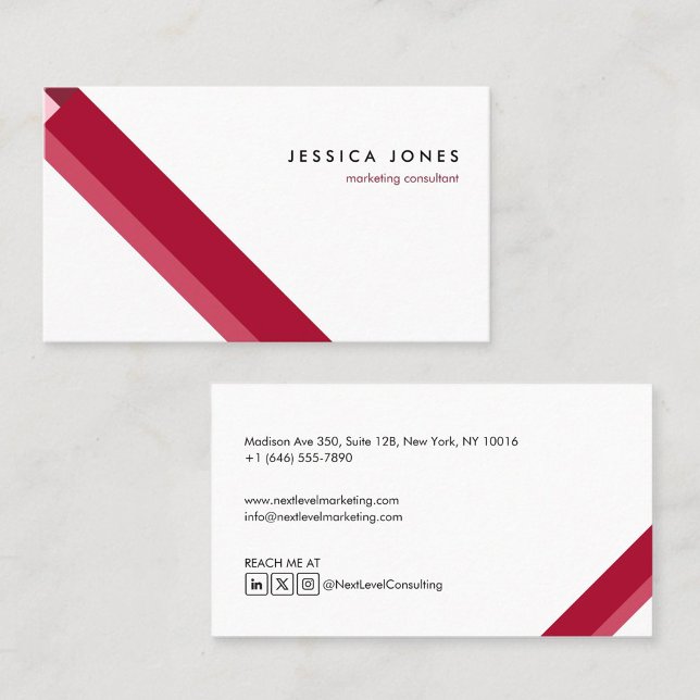 Tarjeta De Visita motivo geométrico minimalista moderno rojo (Subido por el creador)