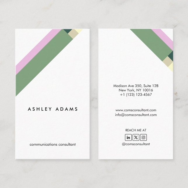 Tarjeta De Visita motivo geométrico minimalista moderno verde (Subido por el creador)