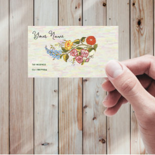 Tarjeta De Visita motivos florales kalocsai en base clara
