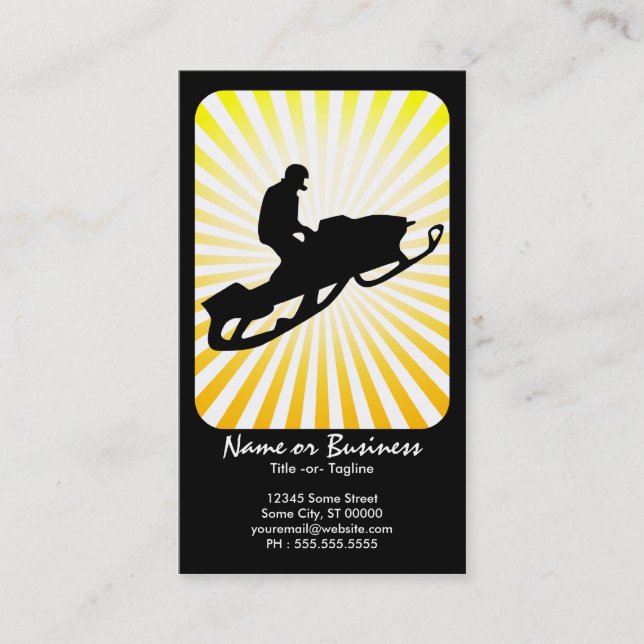 Tarjeta De Visita moto de nieve : rayos retro : (Anverso)