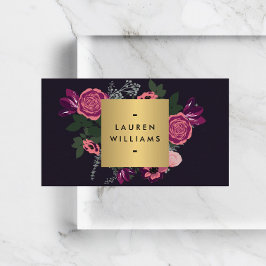 Tarjeta De Visita Moto floral moderno de color oscuro Diseñador de l