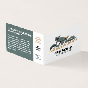 Tarjeta De Visita Motocicleta clásica, mecánica automática/reparacio