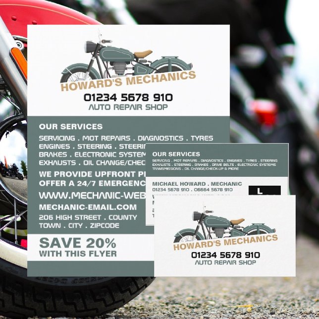 Tarjeta De Visita Motocicleta clásica, mecánica automática y reparac (Subido por el creador)