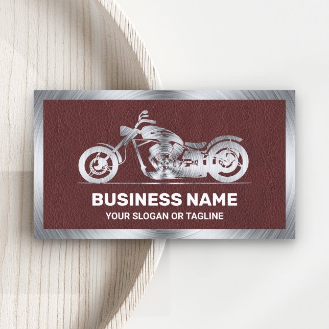 Tarjeta De Visita Motocicleta de acero de cuero marrón mecánico (Subido por el creador)